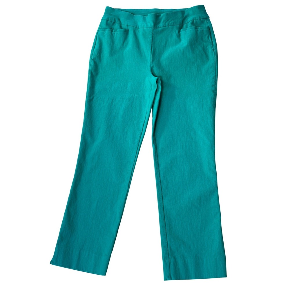 Chicos Jade Green Pull On Stretch Pants XS US 2 Cropped Straight Leg‎